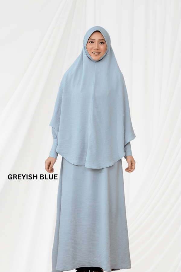 Jubah Arissa In Greyish Blue (Without Mini Telekung)