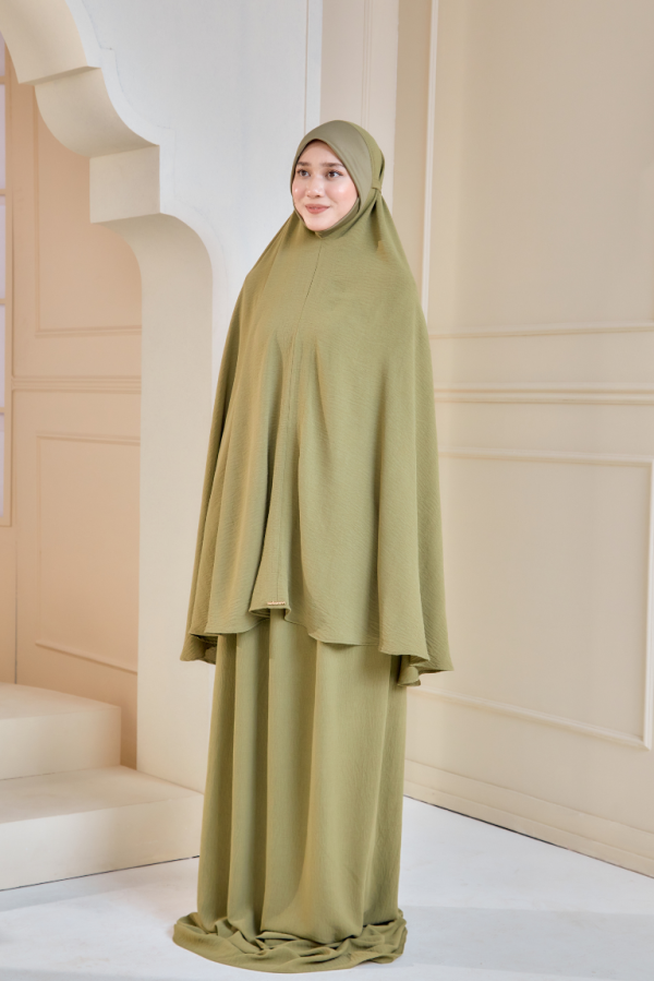 Telekung Irdina In Olive Green