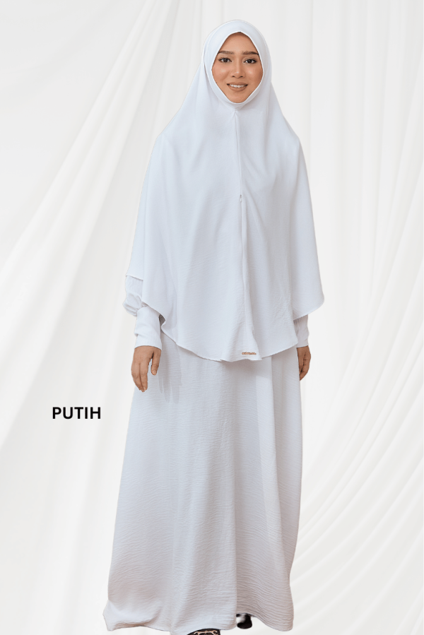 Jubah Arissa In White (Without Mini Telekung)