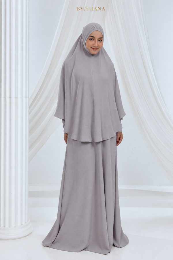 Jubah Arissa In Dark Grey (Without Mini Telekung)