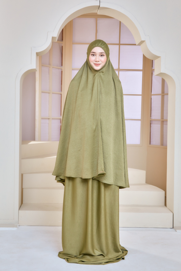 Telekung Rania In Olive Green