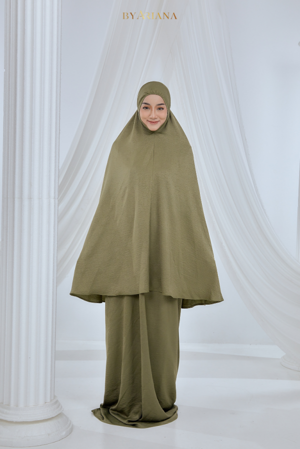 Telekung Rania In Olive Green