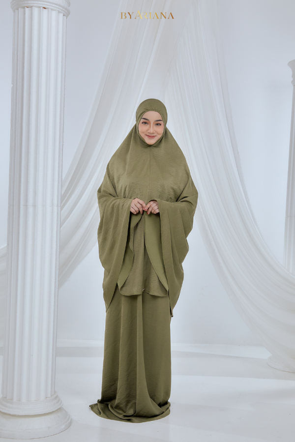 Telekung Rania In Olive Green