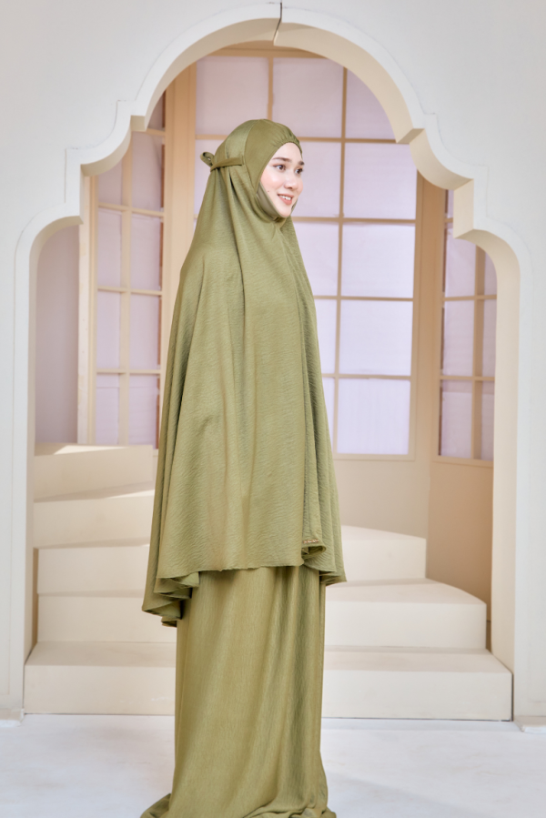 Telekung Rania In Olive Green