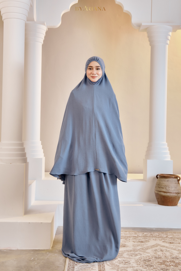 Telekung Raeesa In Denim Blue