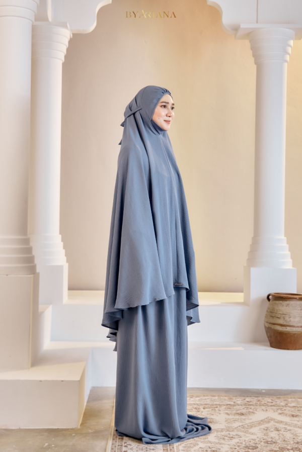 Telekung Raeesa In Denim Blue