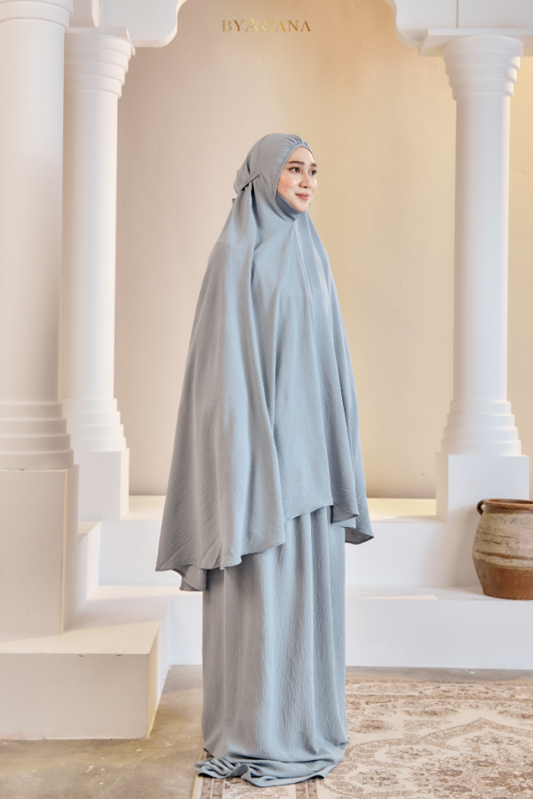 Telekung Raeesa In Greyish Blue