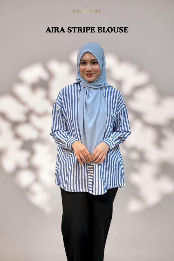 Aira Stripe Blouse in Blue