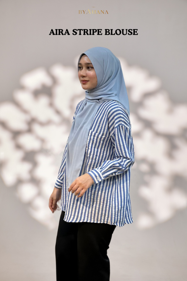 Aira Stripe Blouse in Blue