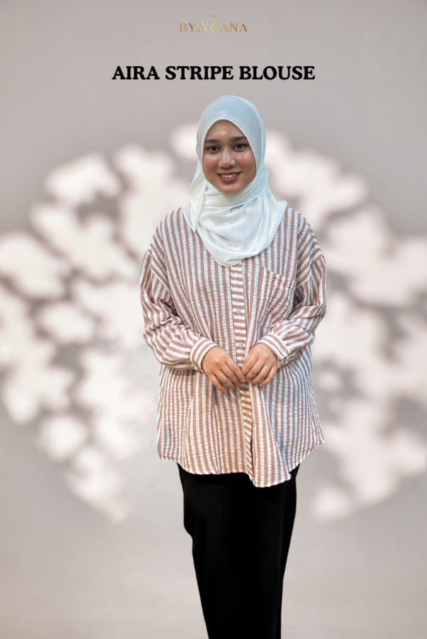 Aira Stripe Blouse in Pink