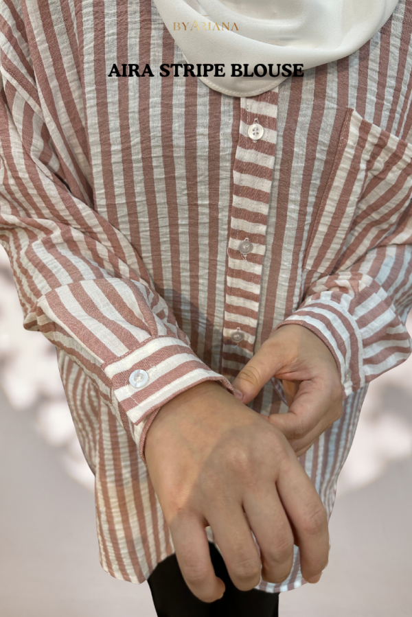 Aira Stripe Blouse in Pink