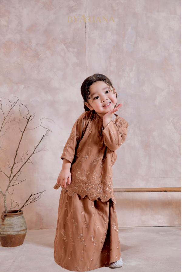 Kurung Pahang Modern Camila Kids In Mocha