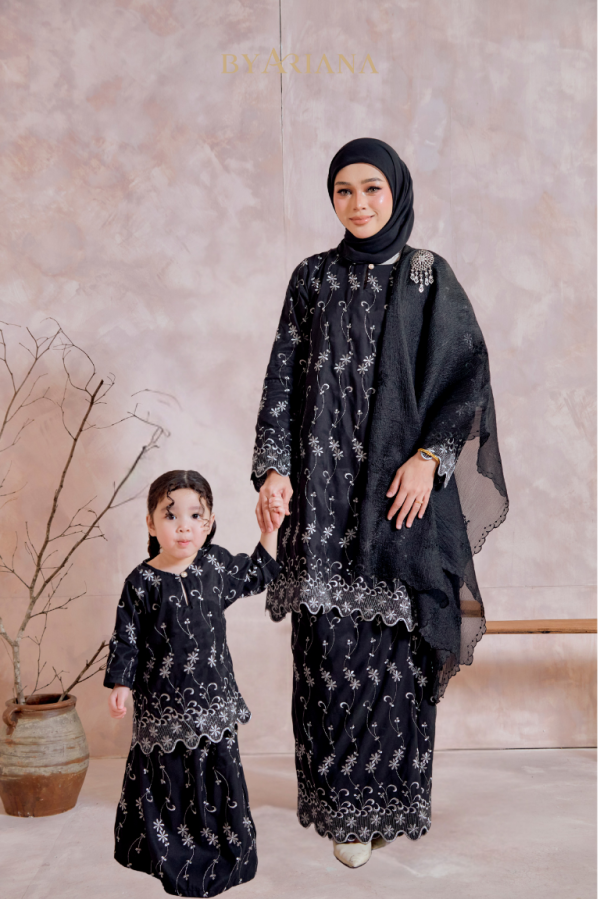 Kurung Pahang Modern Camila Kids In Black