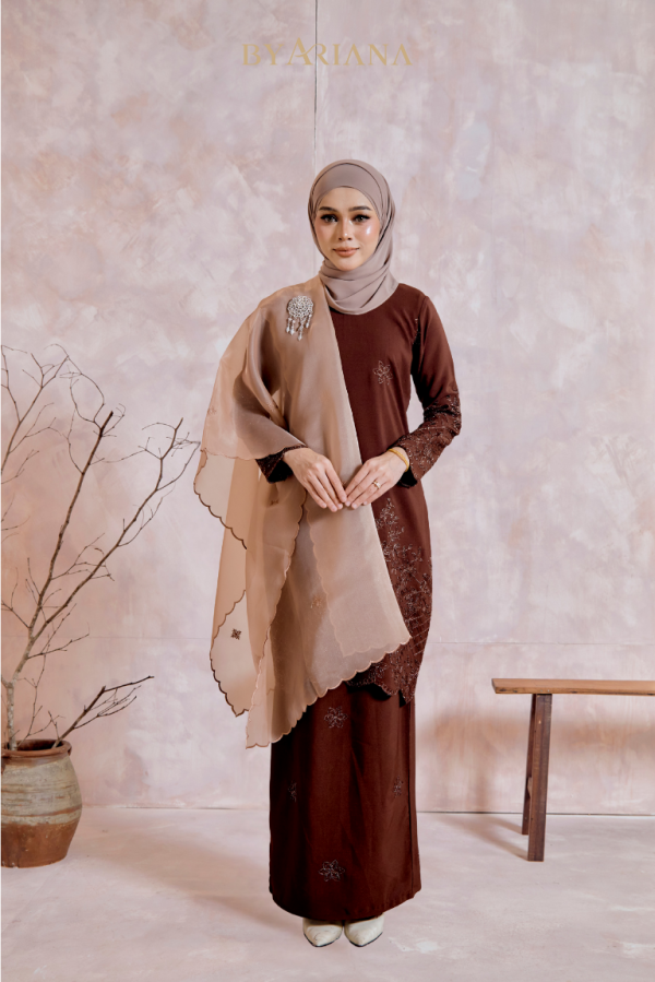 Kurung Modern Hania In Dark Brown