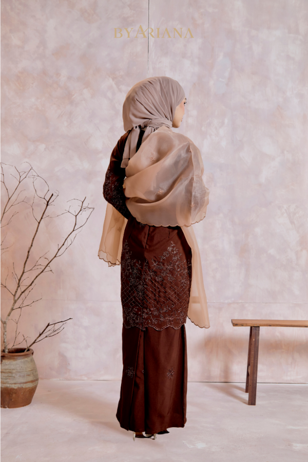 Kurung Modern Hania In Dark Brown