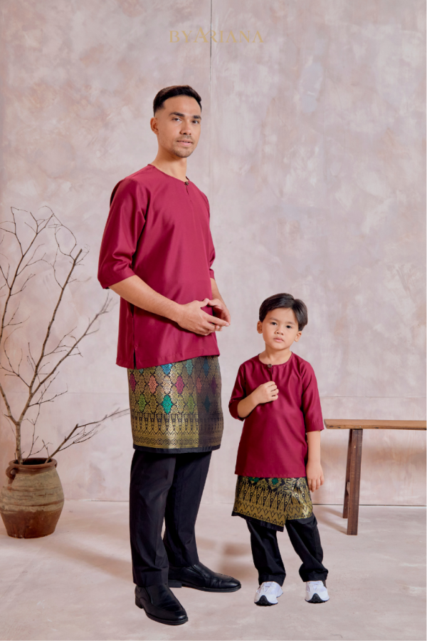 Kurta Raeef Kids In Maroon