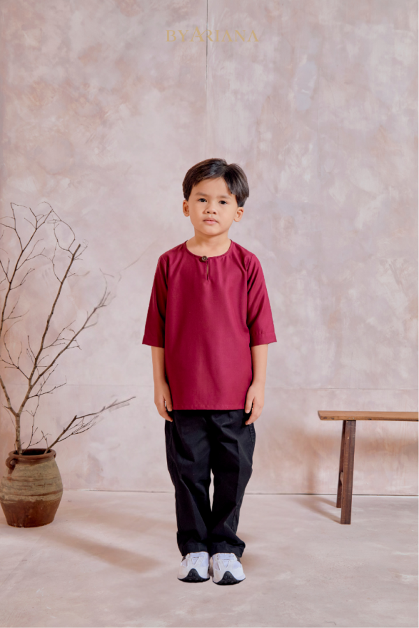 Kurta Raeef Kids In Maroon