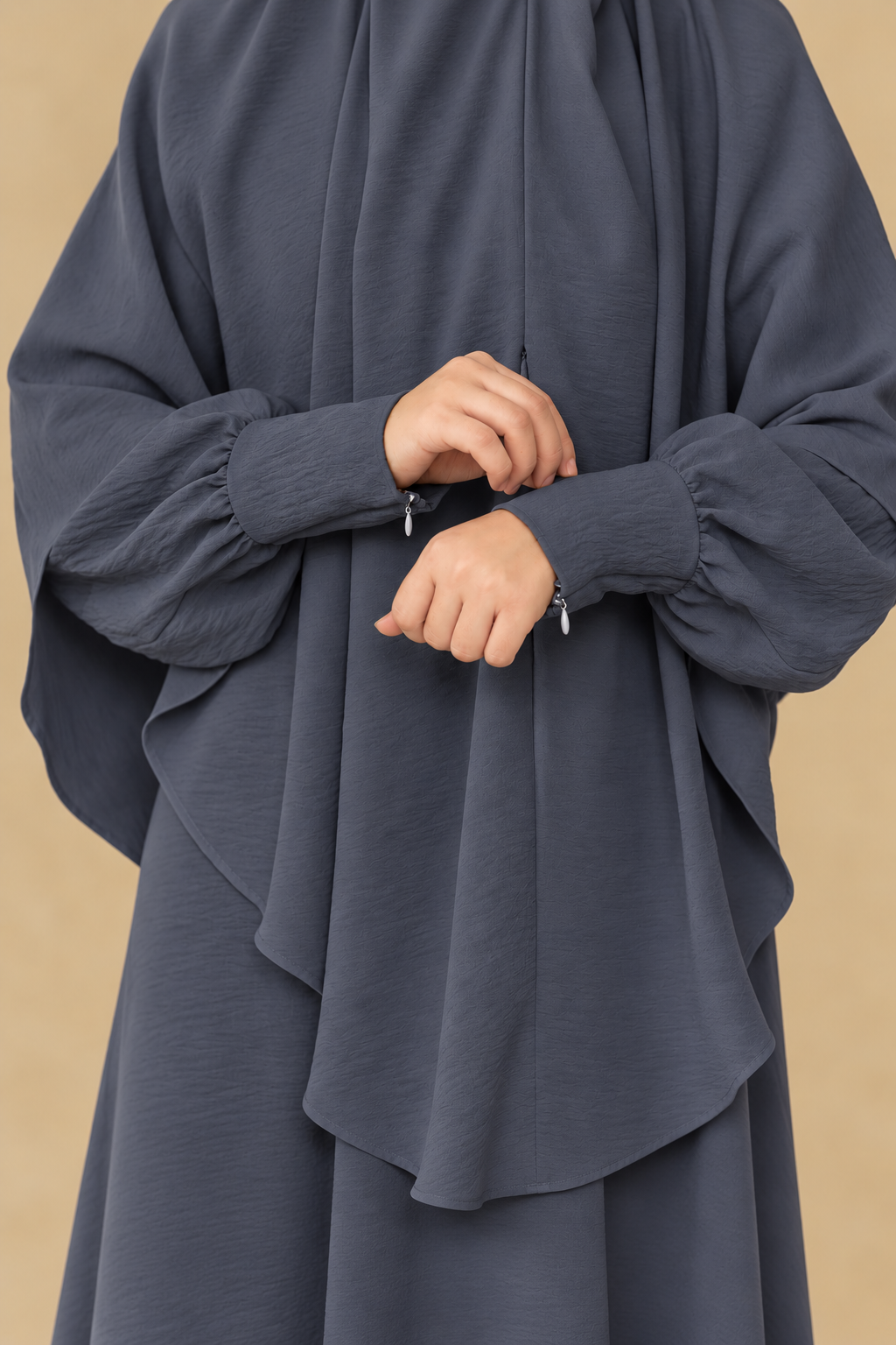 Charcoal Draped Garment and Cuffs