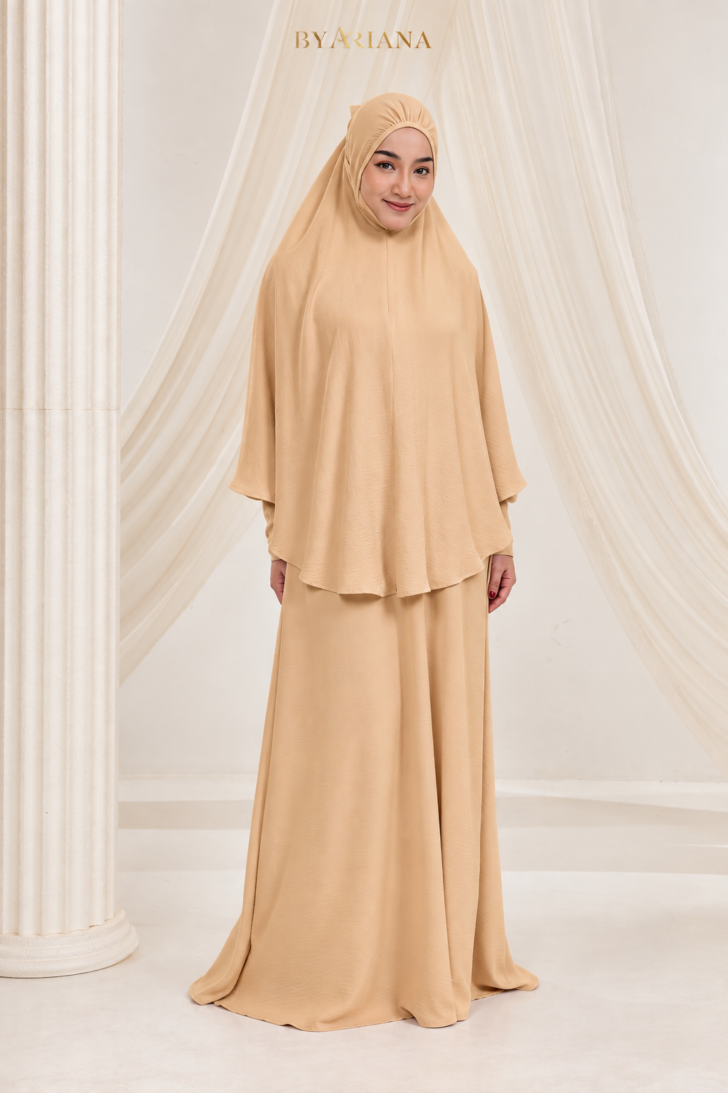 Elegant Beige Khimar Studio Portrait (1)