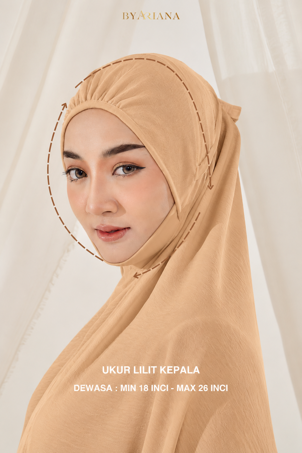 Warm Beige Hijab Measurement Guide