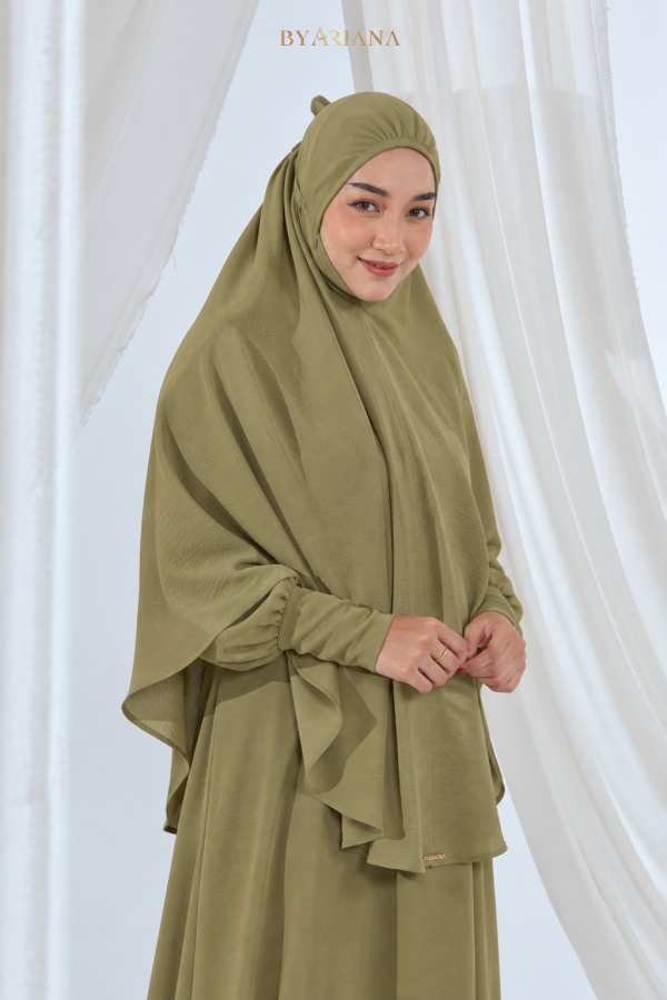 Adelia Mini Telekung byAriana Olive Green